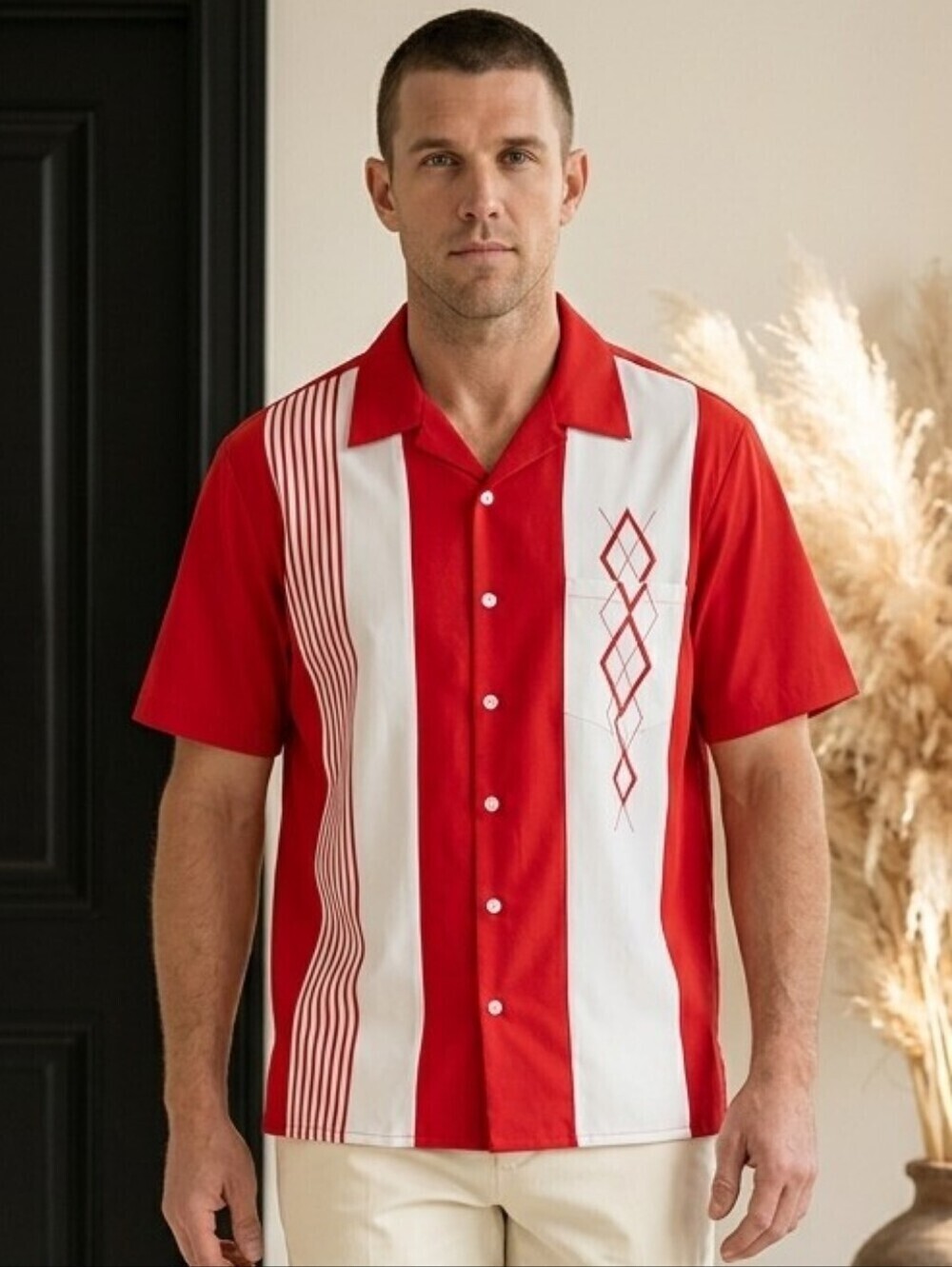 NWOT men's Cabana red and white lightweight short sleeve shirt Sz XXL